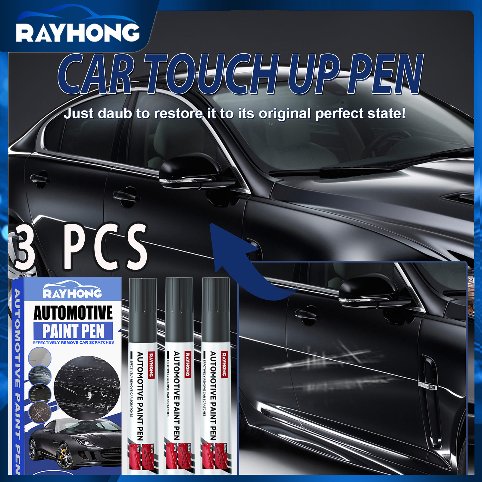 Car Scratch Remover Pen - Automotive Touch Up Paint Black Gloss