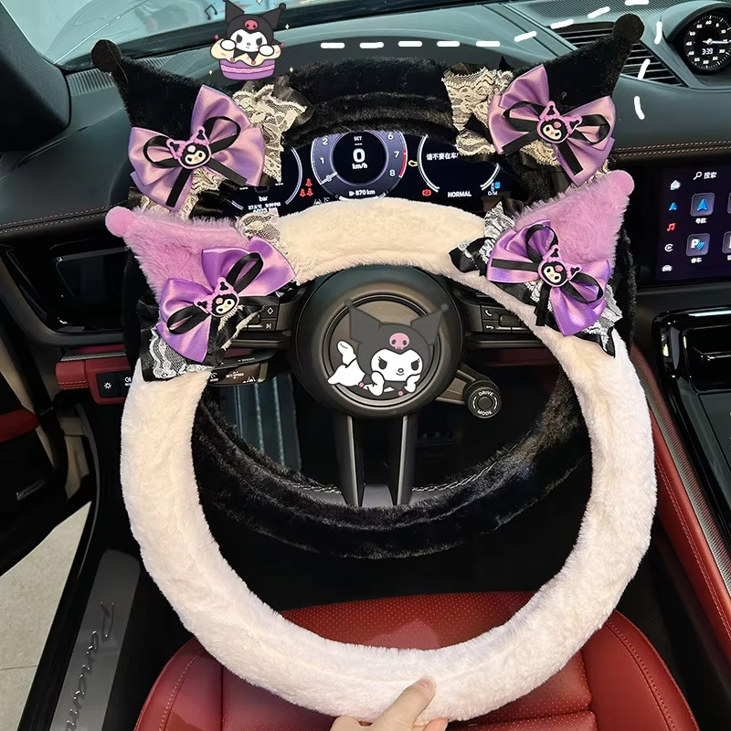 Cute Kuromi Plush Steering Whe - Car Accessories Girl review and price